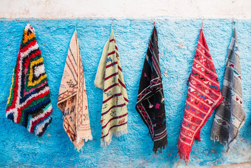 A row of African textiles