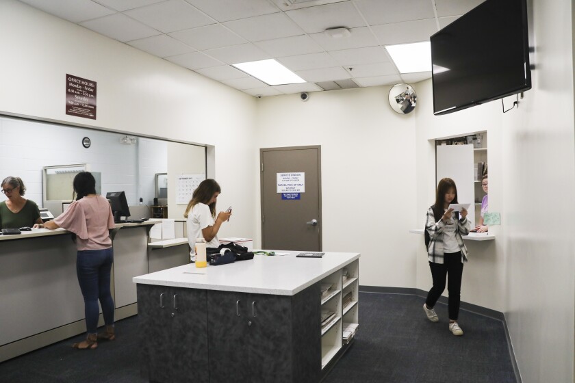 Students at the BYU–Hawaii Mail Center