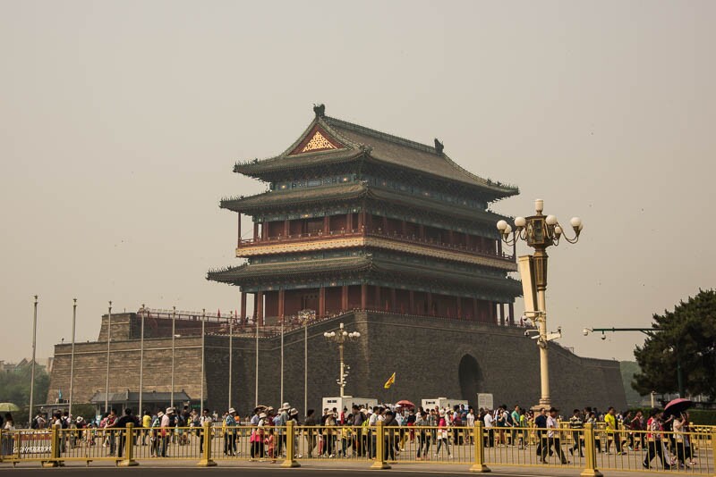 As we neared the entrance to Tiananmen Square.