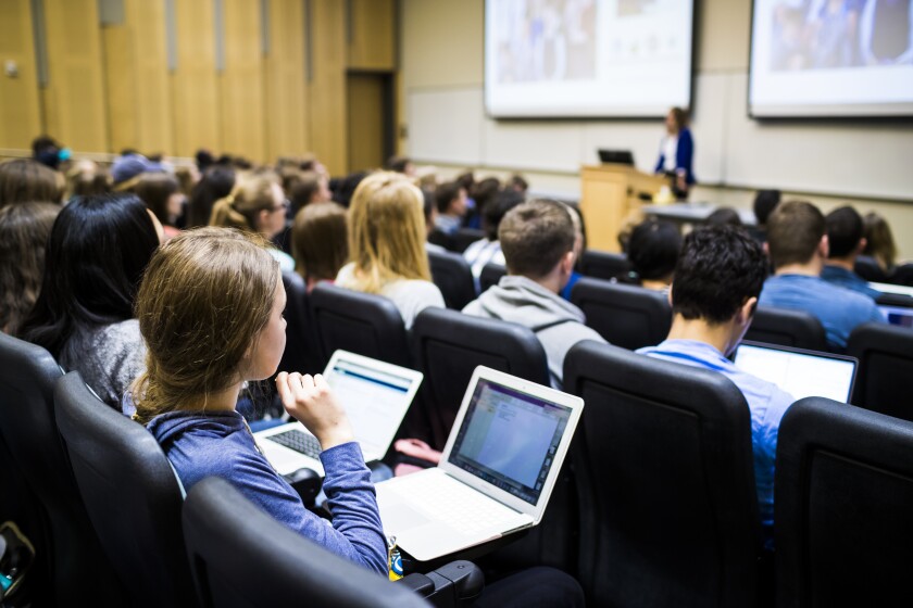 Students in a class lecture