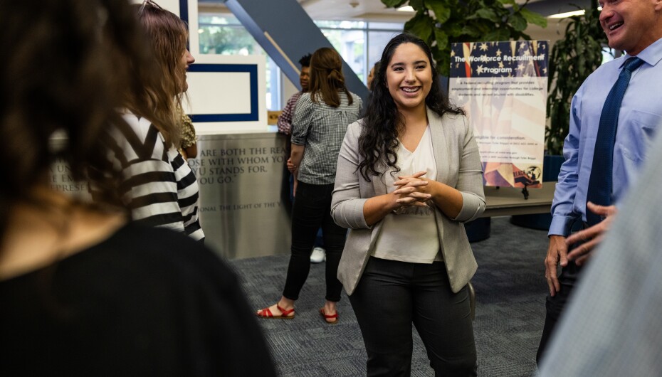 Students mingle and chat in the Wilk.