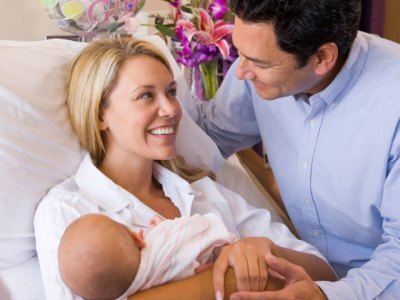 Woman with newborn baby