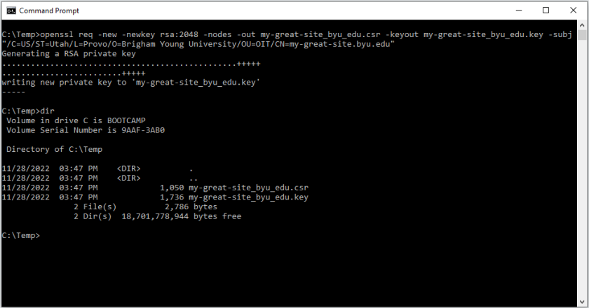 OpenSSL command line
