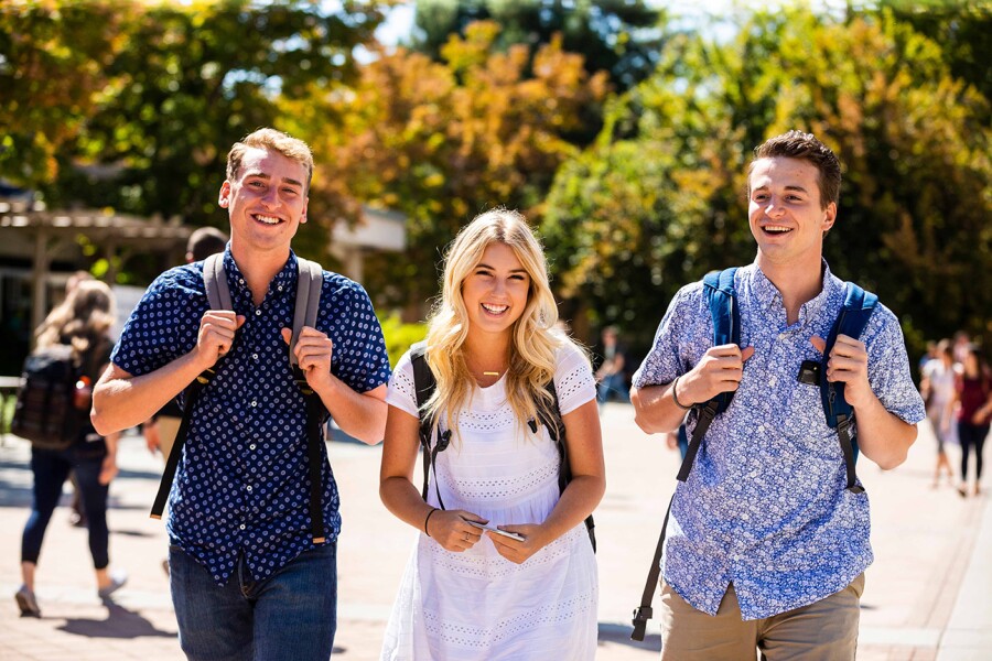 BYU students walking on campus on the first day of class