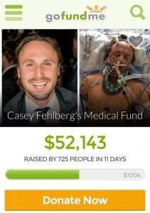 Casey Fehlberg remains in a medically-induced coma at the University of Utah Hospital following a snowboarding accident. Family have set up a GoFundMe account to pay for Fehlberg