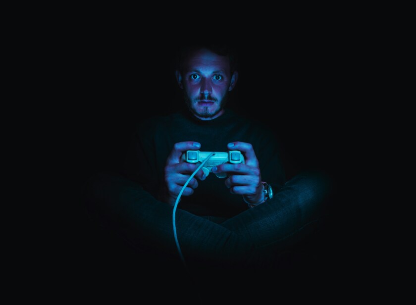 Man playing video game