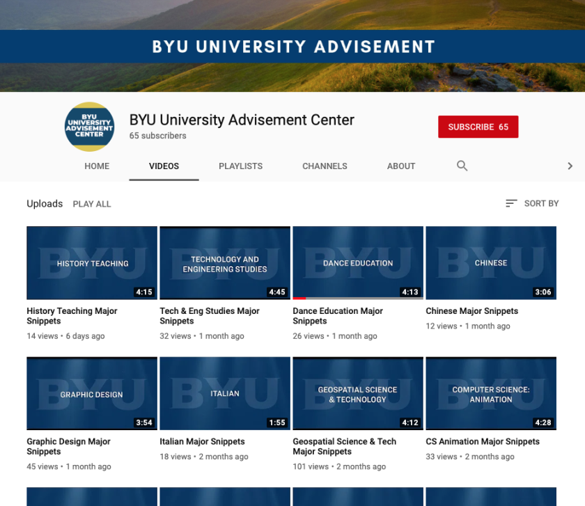 BYU Advisement YouTube Channel