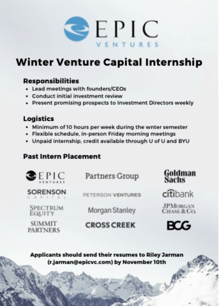 EPIC Winter Internship Flyer