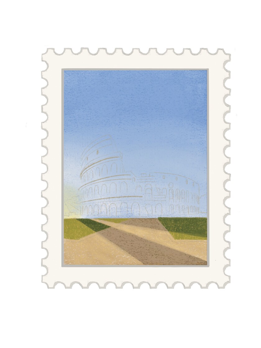 Rome, Italy postal stamp illustration.