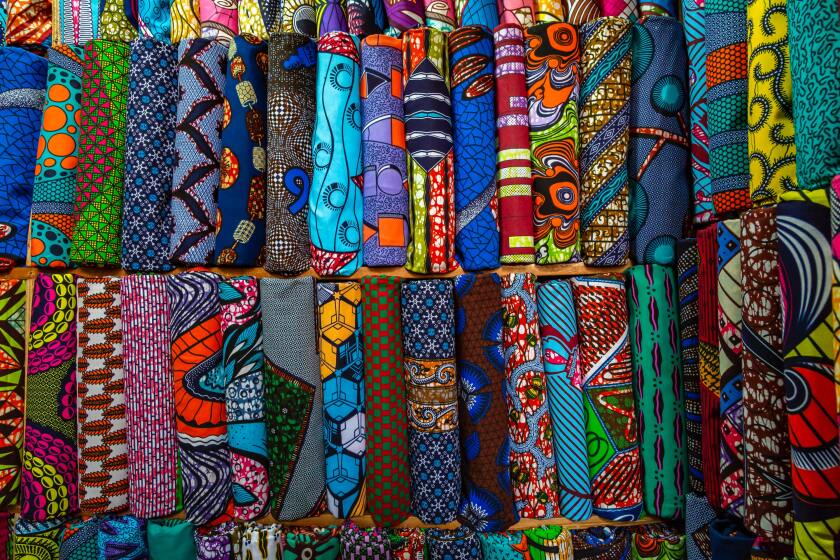 Piles of African textiles