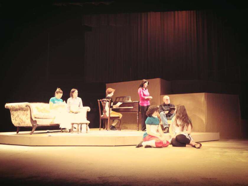 The Bennets onstage for the first time, rehearsal corsets and all!