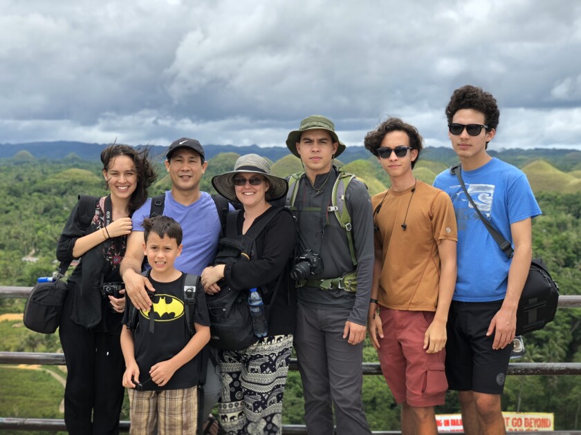The Candari family. Pictured from left to right is his daughter, youngest son, Benjamin Candari, his wife, then three other sons.