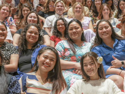 A group of students sitting at a devotional