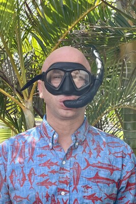 Brad Smith wearing a snorkeling mask.