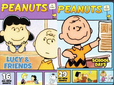 Peanuts DVD covers with some of the Peanuts characters on it.