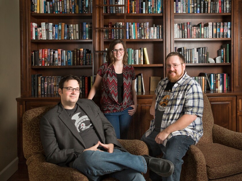 Authors Brandon Sanderson, Charlie Holmberg, and Brian McClellan