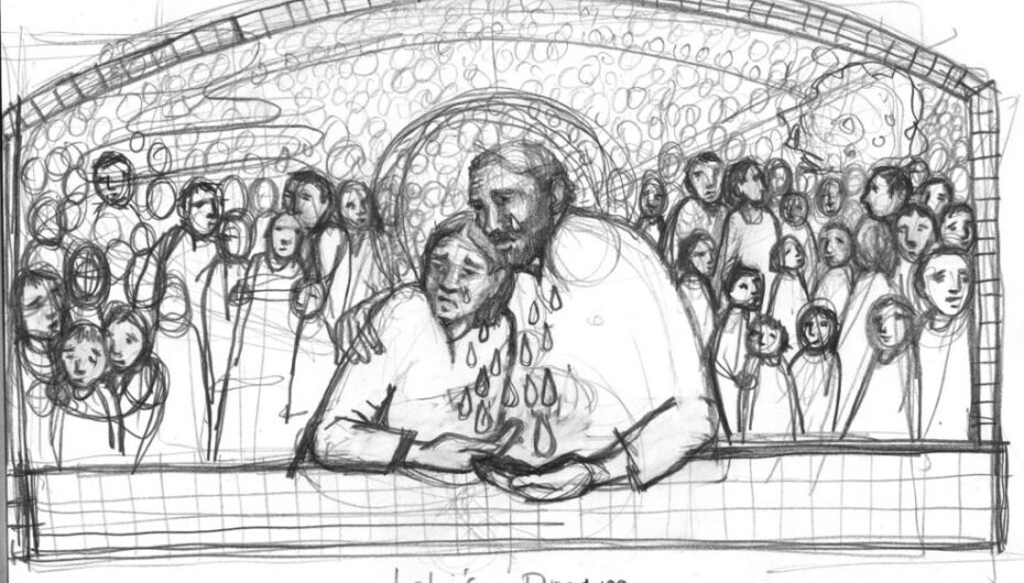 Caitlin Connolly, Lehi’s Dream, pencil sketch, 7 x 9 inches, 2020.