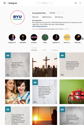 Screen shot of BYU Speeches Instagram Grid