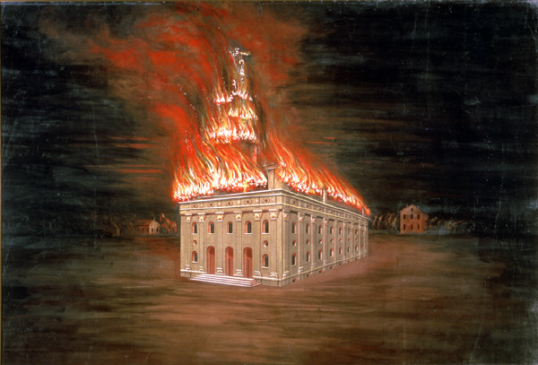 'Burning of the Temple,' by C.C.A. Christensen (1831-1912)