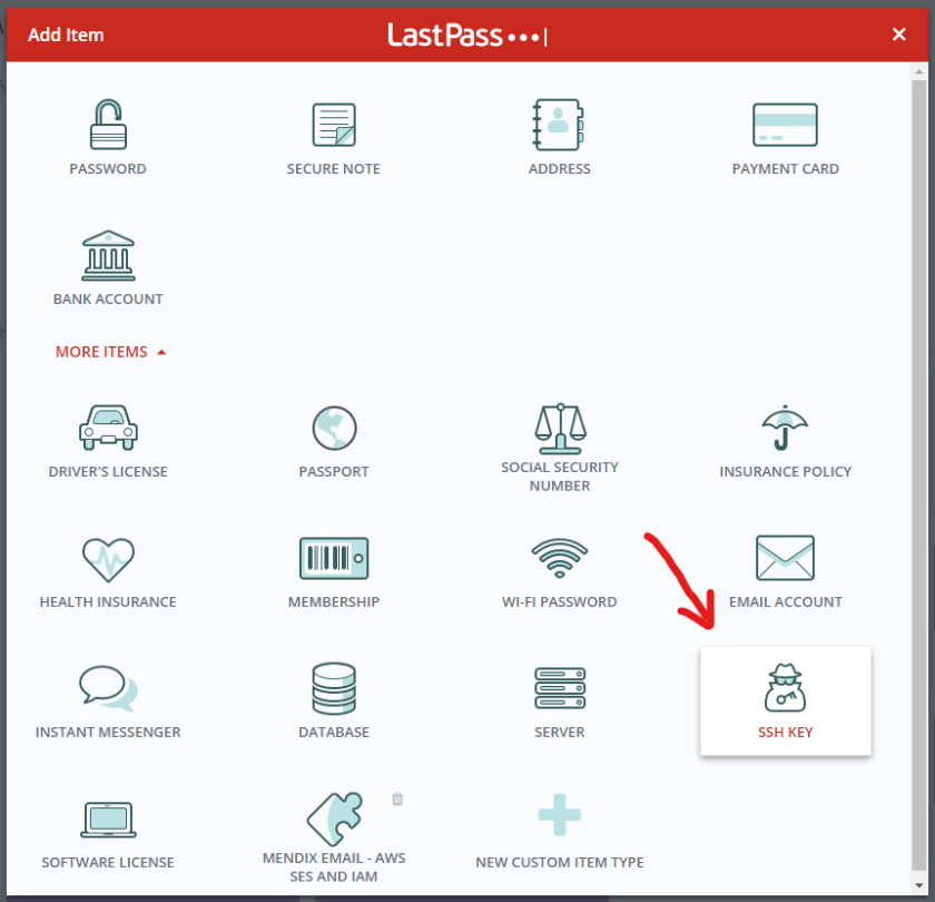 LastPass add SSH key