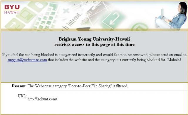 A screenshot of an error stating, "Brigham Young University–Hawaii restricts access to this page at this time."