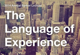 Image of a big city with word the language of experience on it