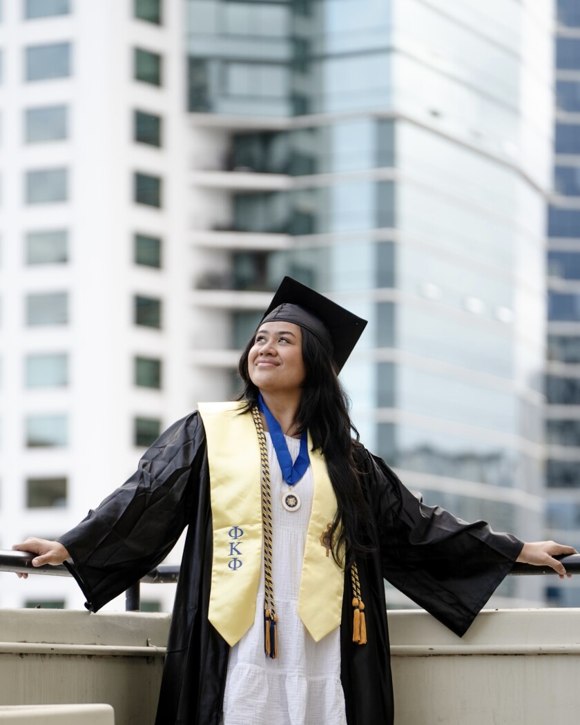 Rosalind Pedron in her graduation gown.