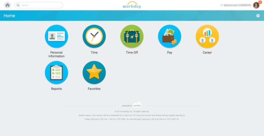 Logos of the seven services in workday