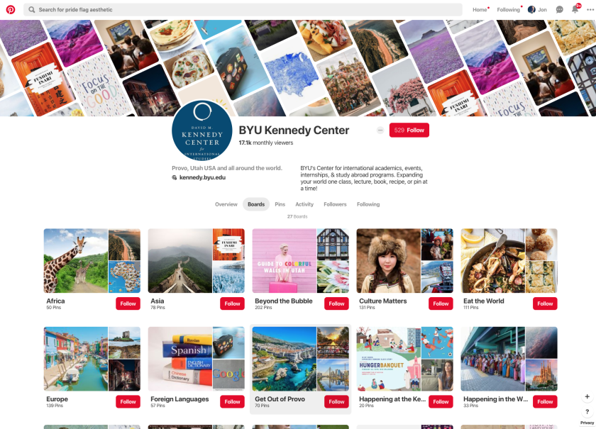 BYU Kennedy Center Pinterest Grid