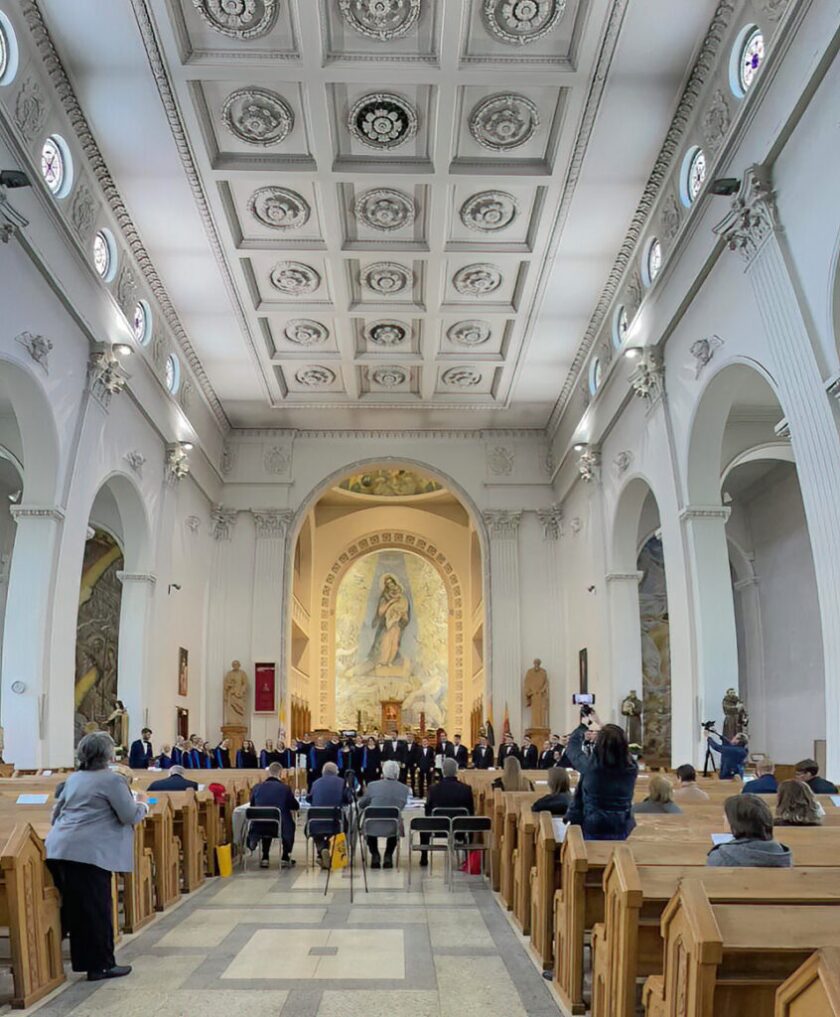 The performance, with judges in center aisle