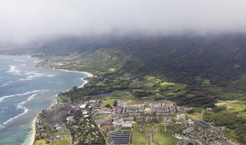 Aerial shot of BYU–Hawaii and Laie