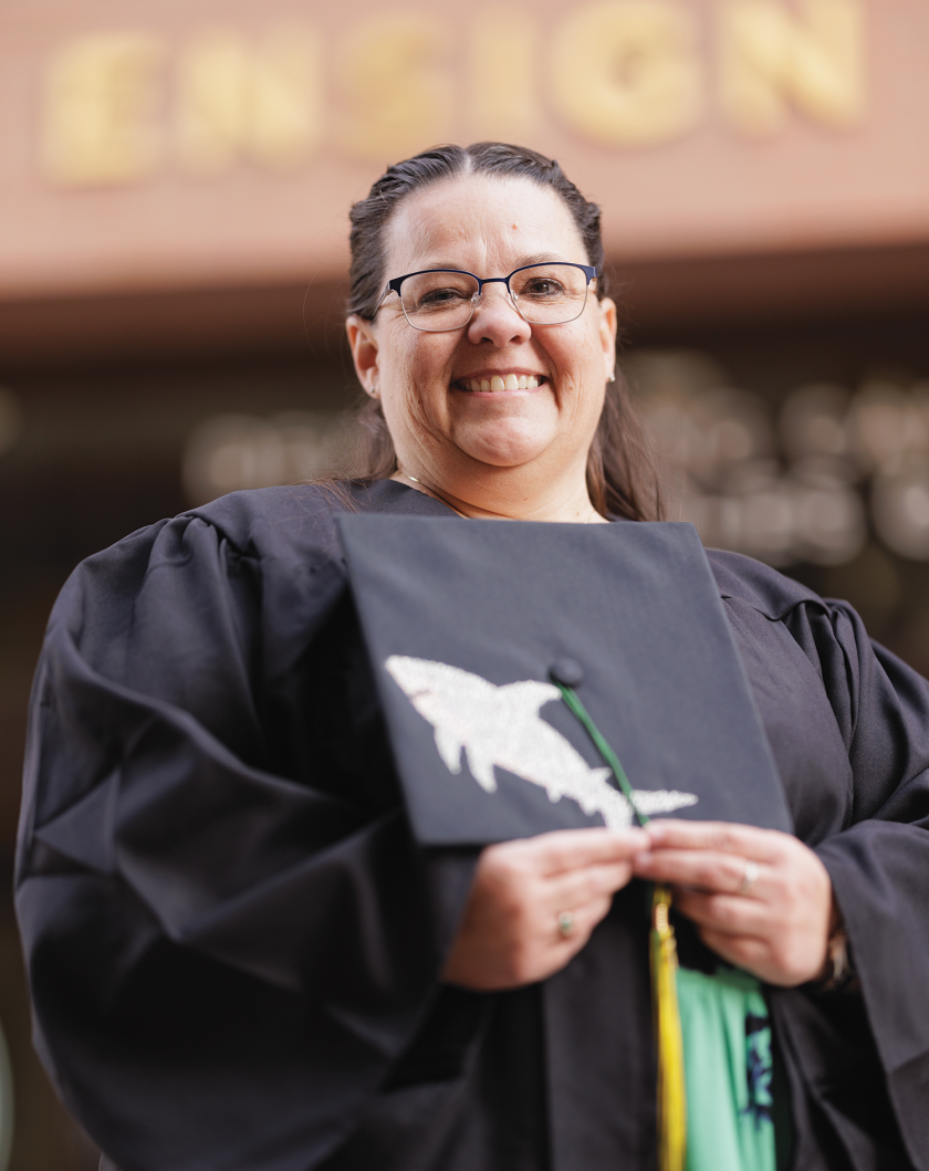 An image of Brandee Nadauld at graduation.