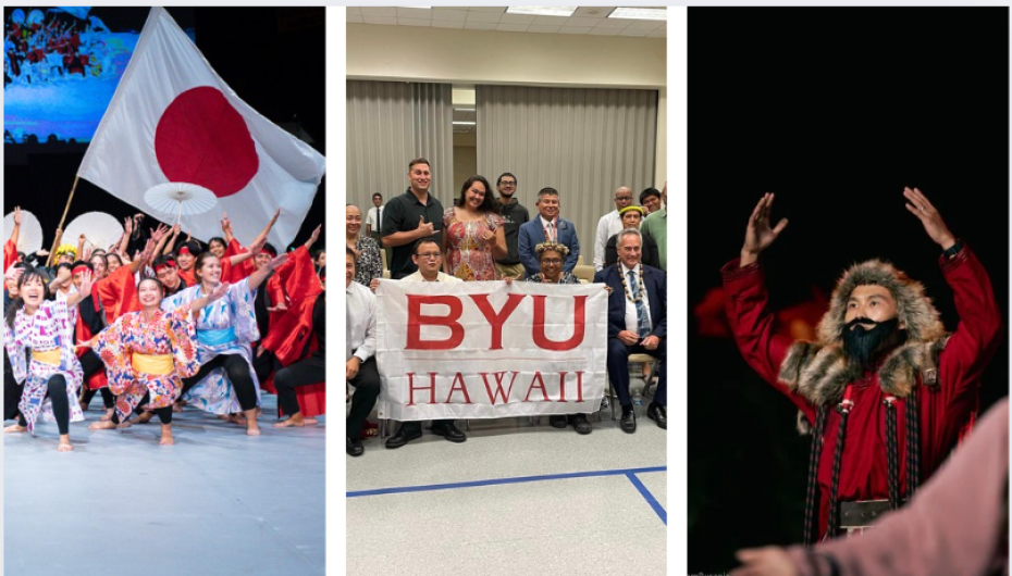 First two pictures are students performing during Culture Night 2024. Third and final picture is a picture of alumni in North asia.
