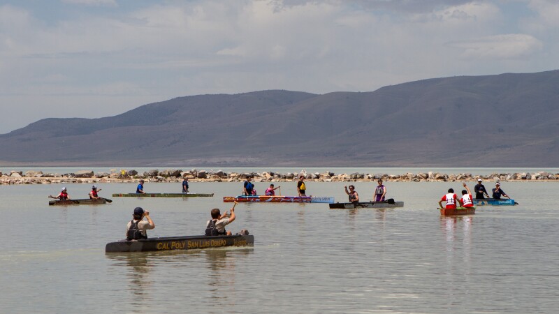 canoes on a lake