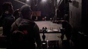 Deciding on the focus we wanted for the shot of the table.
