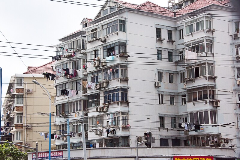 Most apartments have laundry hanging out to dry. It