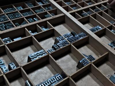 Image of metal letters for a printing press
