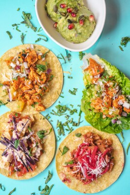 Several different Mexican foods.