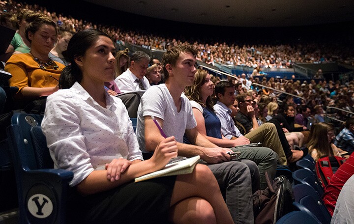 Students in the Marriott Center