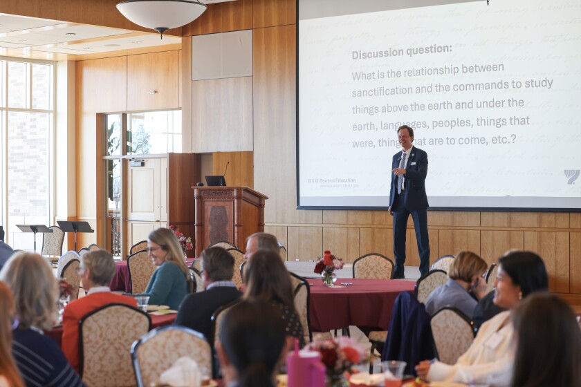 Chip Oscarson on stage leading the discussion at the Inspiring Teaching Workshop