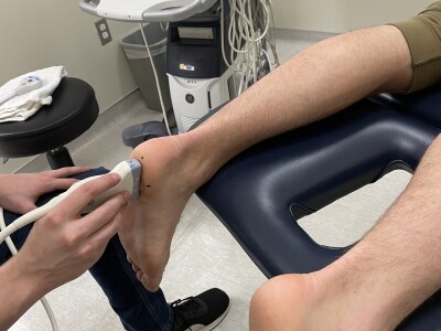 Image of a Ultrasound Transducer and Foot