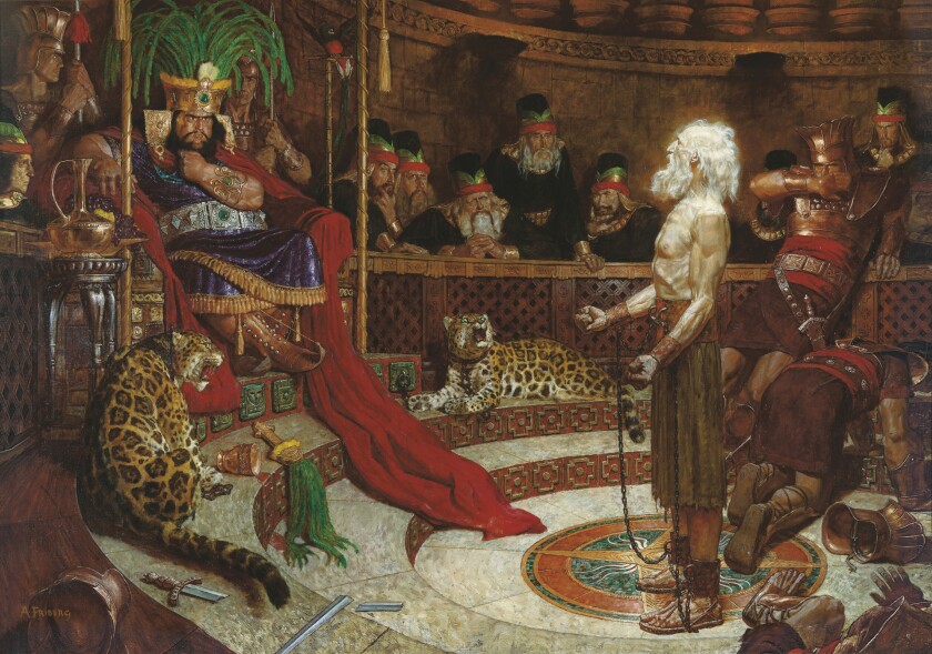 Abinadi in front of King Noah