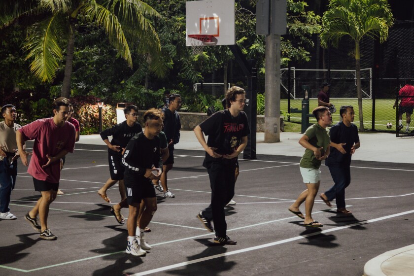 A group of students practicing dance.