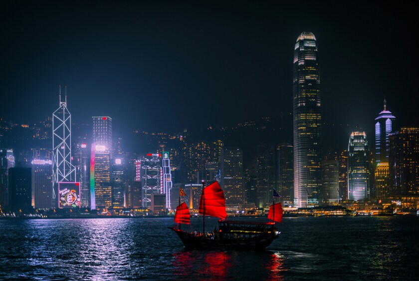 A night view of Hong Kong.