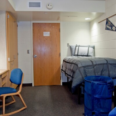 Bedroom at Helaman Halls with view of the door