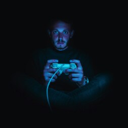 Man playing video game