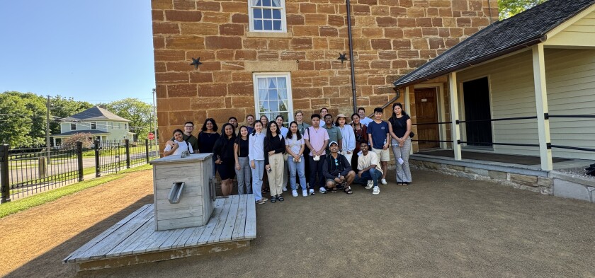 Group photo of students on the 2024 Church History Tour