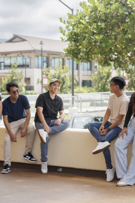 BYUH students sitting and talking