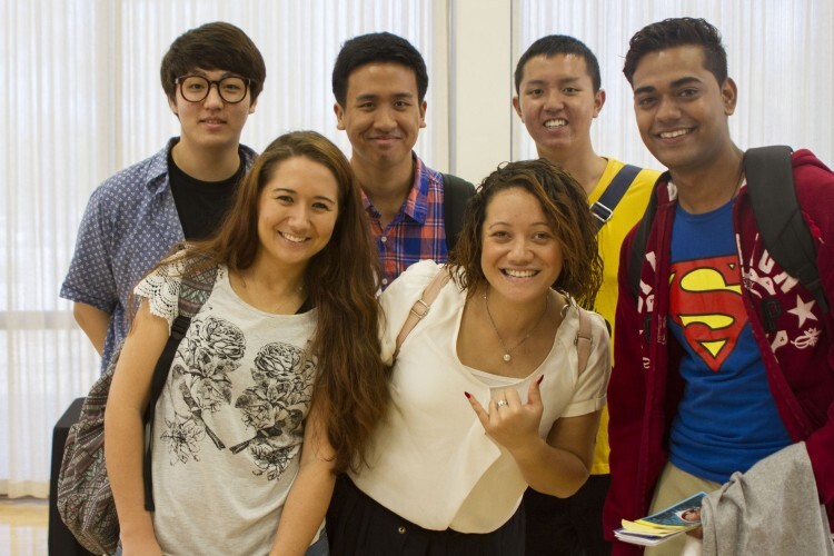 A group of students smiling at the camera