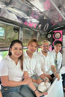 Arana Thongmee and colleagues on their daily commute to work